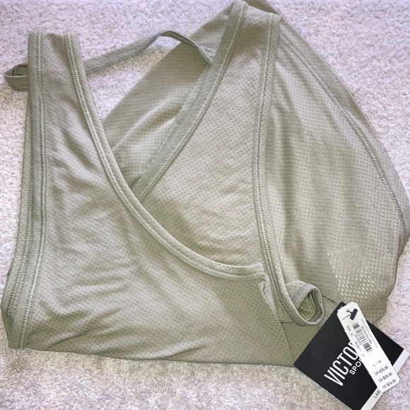 VICTORIA SPORT Tops - NWT VICTORIA SPORT V NECK TANK TOP IN ARMY GREEN (LARGE)